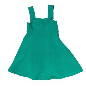 Mini Boden Girls Green Pinafore Dress Polka Dot Lining Size 4-5Y Ribbed